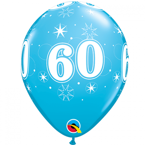 Round Printed Latex Balloon Sparkle 60 Robin's Egg Blue 11 inch - 25 pack