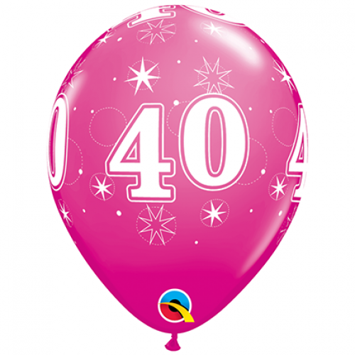Round Printed Latex Balloon Sparkle 40 Wild Berry 11 inch - 25 pack