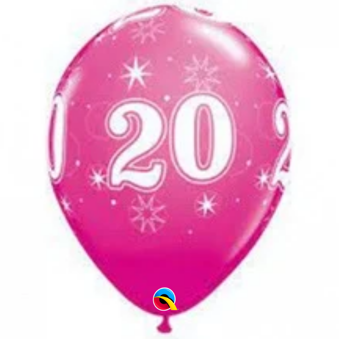 Round Printed Latex Balloon Sparkle 20 Wild Berry 11 inch - 25 pack