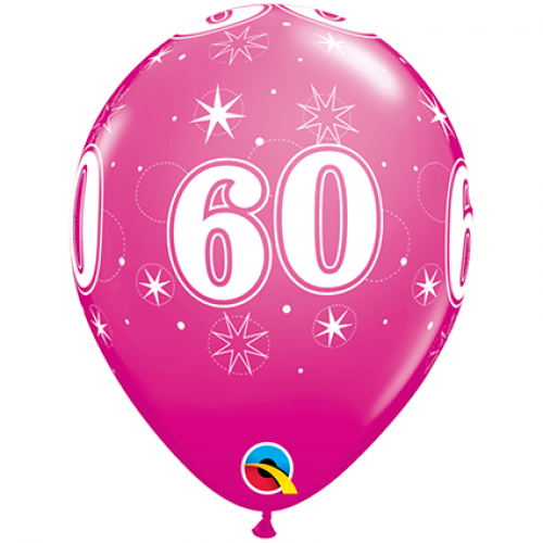 Round Printed Latex Balloon Sparkle 60 Wild Berry 11 inch - 25 pack