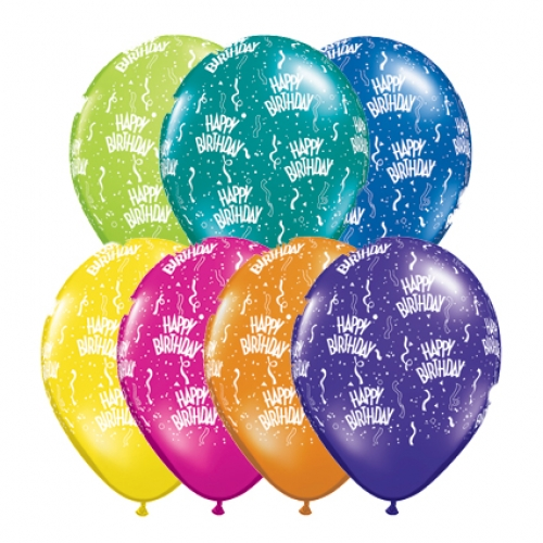 Round Printed Latex Balloon Happy Birthday Assortment 16 inch - 50 pack