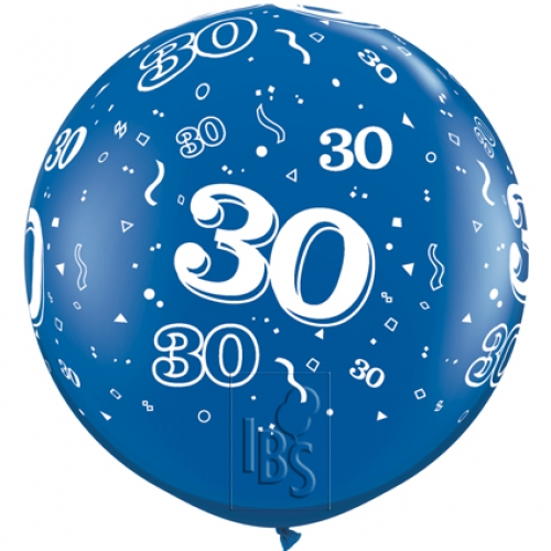Round Printed Latex Balloon 30 Sapphire Blue 36 inch - 2 pack