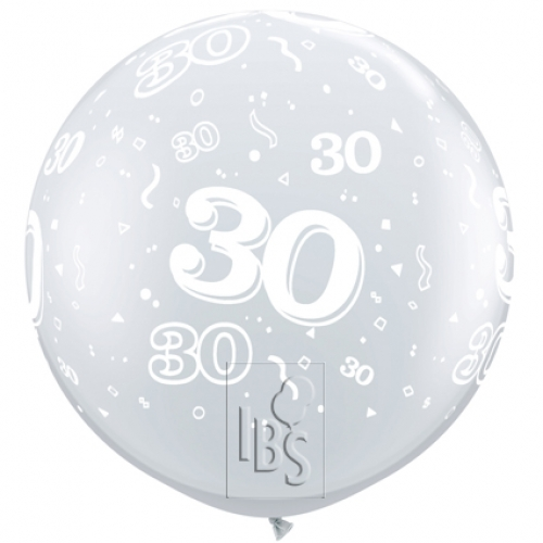 Round Printed Latex Balloon 30 Diamond Clear 36 inch - 2 pack