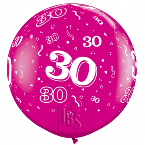 Round Printed Latex Balloon 30 Wild Berry 36 inch - 2 pack