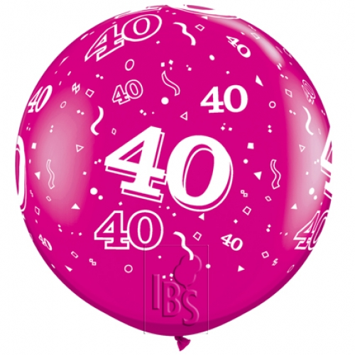 Round Printed Latex Balloon 40 Wild Berry 36 inch - 2 pack
