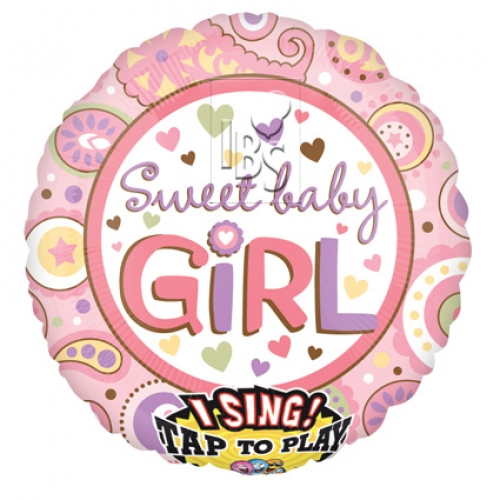 Foil Balloon Singing Sweet Baby Girl 28 inch - 1 pack