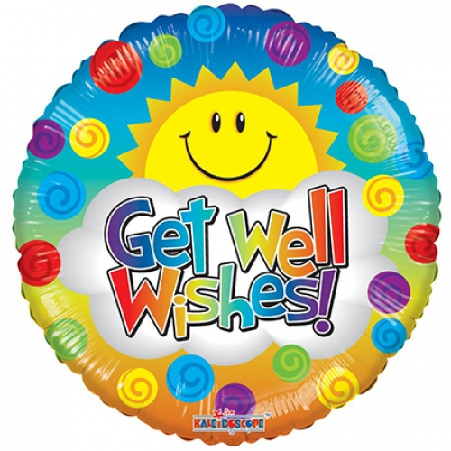 Foil Balloon Get Well Wishes Sun 18 inch - 1 pack