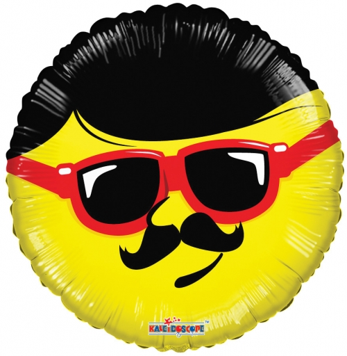 Foil Balloon Smiley with Moustache 18 inch - 1 pack