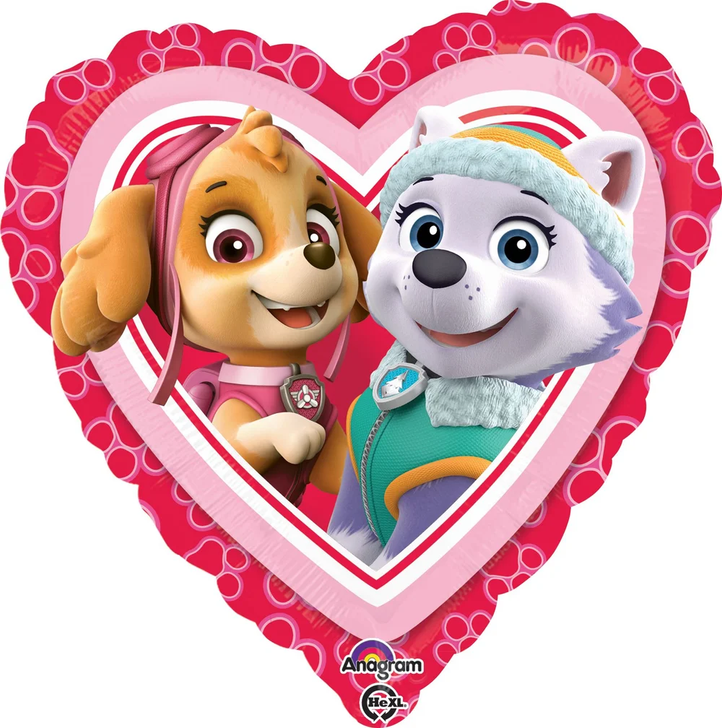 Foil Balloon Heart Paw Patrol Skye & Everest 17 inch - 1 pack