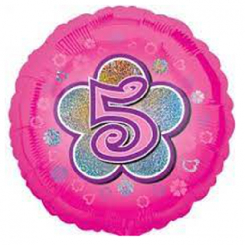Foil Balloon 5 Pink 18 inch - 1 pack