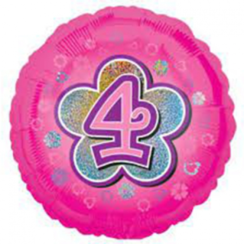 Foil Balloon 4 Pink 18 inch - 1 pack