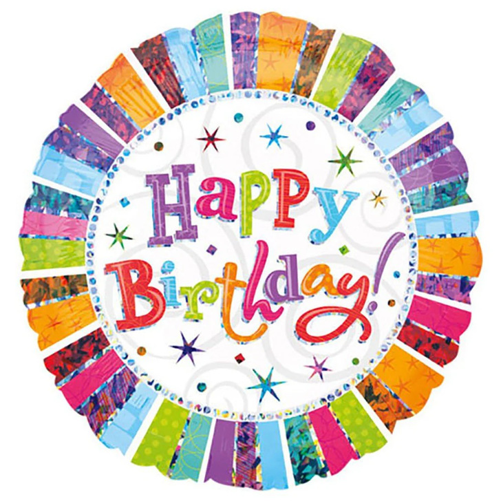 Foil Balloon Colourful Sparkling Happy Birthday 18 inch - 1 pack