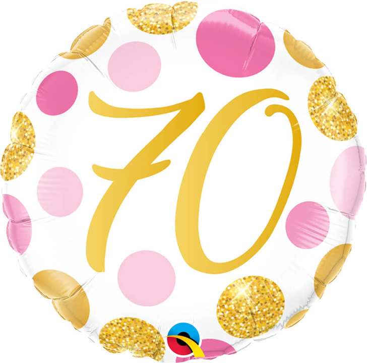 Foil Balloon Pink & Gold 70th 18 inch - 1 pack