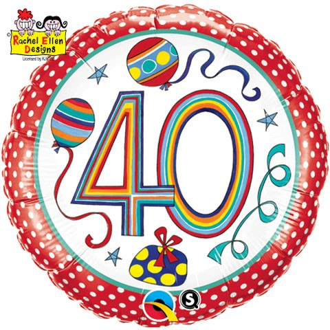 Foil Balloon 40 Red Polka Dot 18 inch - 1 pack