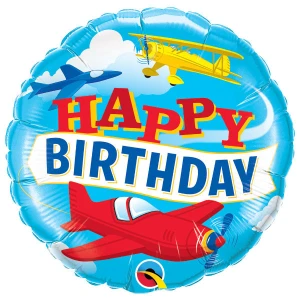 Foil Balloon Vintage Airplane Happy Birthday 18 inch - 1 pack