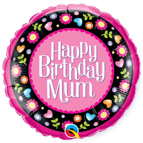 Foil Balloon Happy Birthday Mum 18 inch - 1 pack