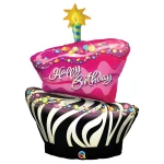 Foil Balloon Zebra Print Birthday Cake 41 inch - 1 pack