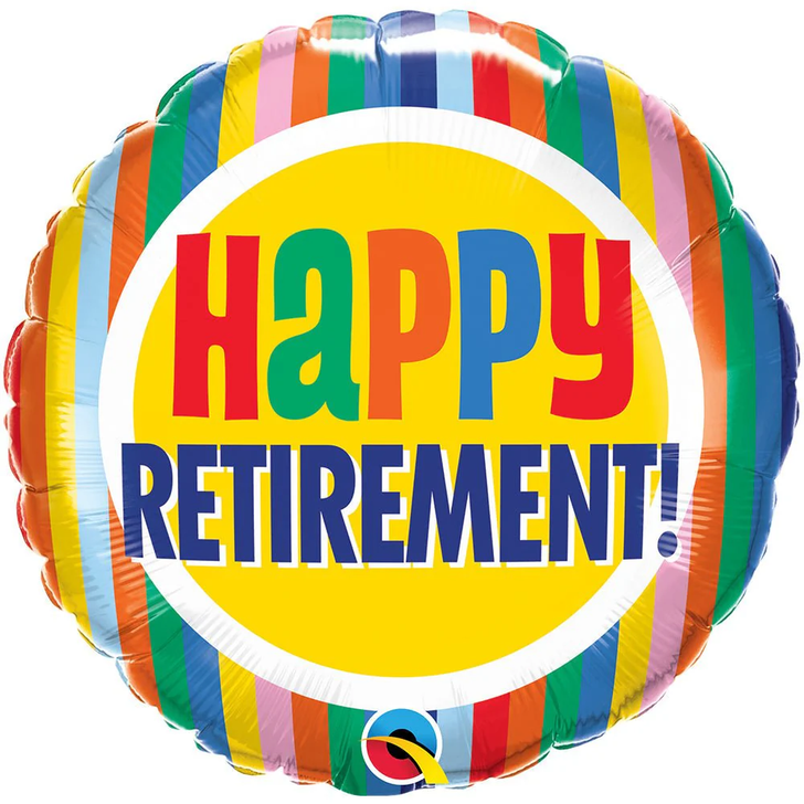 Foil Balloon Happy Retirement! Stripes 18 inch - 1 pack