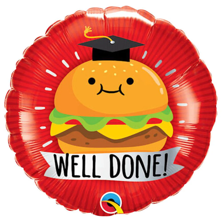 Foil Balloon Well Done! Graduation Burger 18 inch - 1 pack