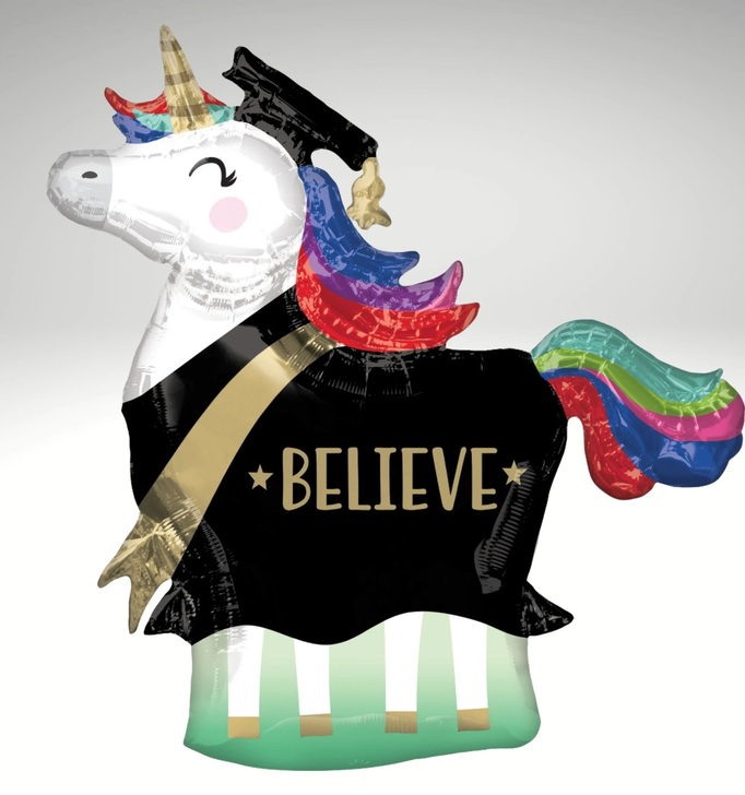 Foil Balloon Believe Unicorn Graduation 33 inch - 1 pack