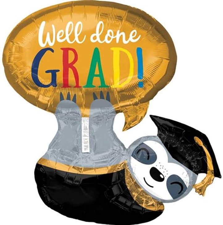 Foil Balloon Well Done Grad! Sloth Graduation 28 inch - 1 pack