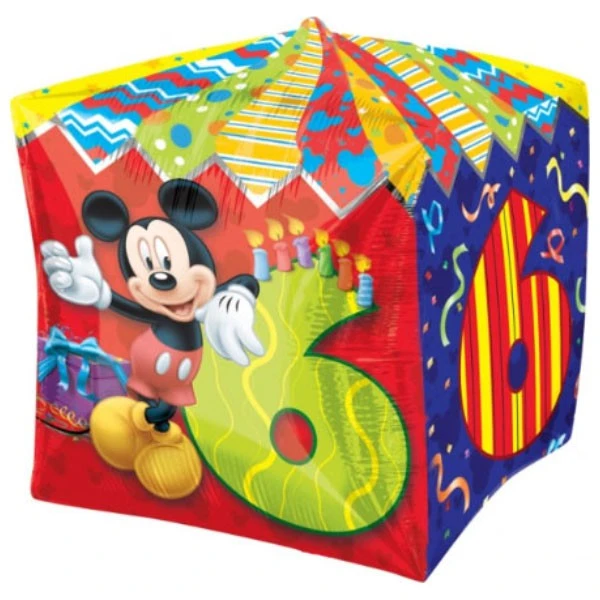 Foil Balloon Cubez Mickey Mouse 6th Birthday 15 inch - 1 pack