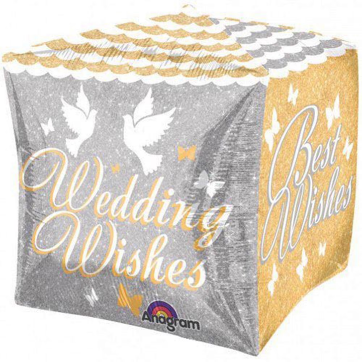 Foil Balloon Cubez Wedding Wishes Gold & Silver 15 inch - 1 pack