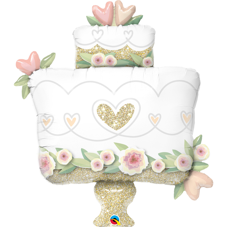 Foil Balloon Floral Two Tier Wedding Cake 41 inch - 1 pack