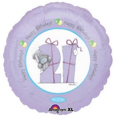 Foil Balloon Tatty Teddy 21 Purple 18 inch - 1 pack