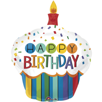 Foil Balloon Happy Birthday Cupcake 26 inch - 1 pack