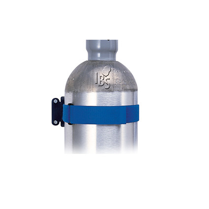 Velcro wall bracket for securing a balloon gas cylinder.