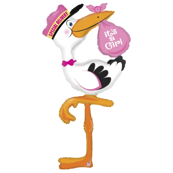 Foil Balloon Special Delivery It's a Girl Stork 60 inch - 1 pack