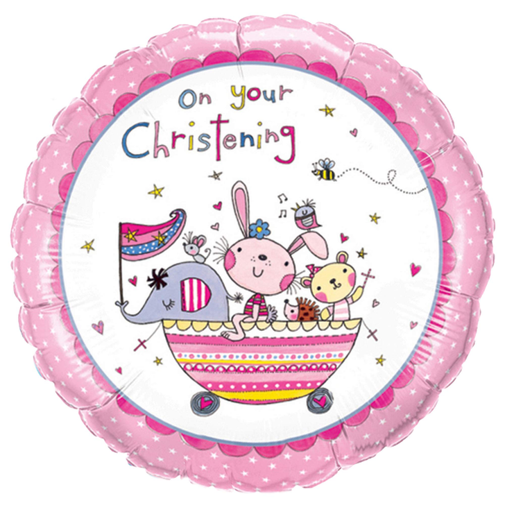 Foil Balloon On Your Christening Pink 18 inch - 1 pack