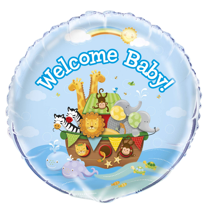 Foil Balloon Welcome Baby Noah's Ark Blue 18 inch - 1 pack
