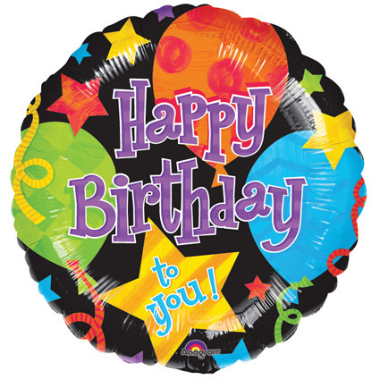 Foil Balloon Happy Birthday Balloons & Stars 17 inch - 1 pack