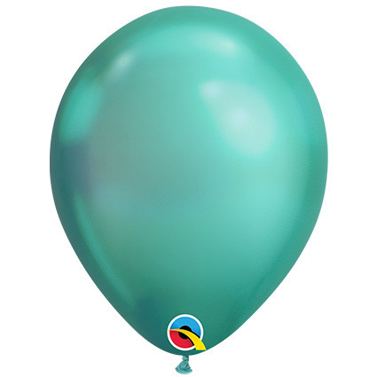 Round Latex Balloon Chrome Green 11 inch - 100 pack
