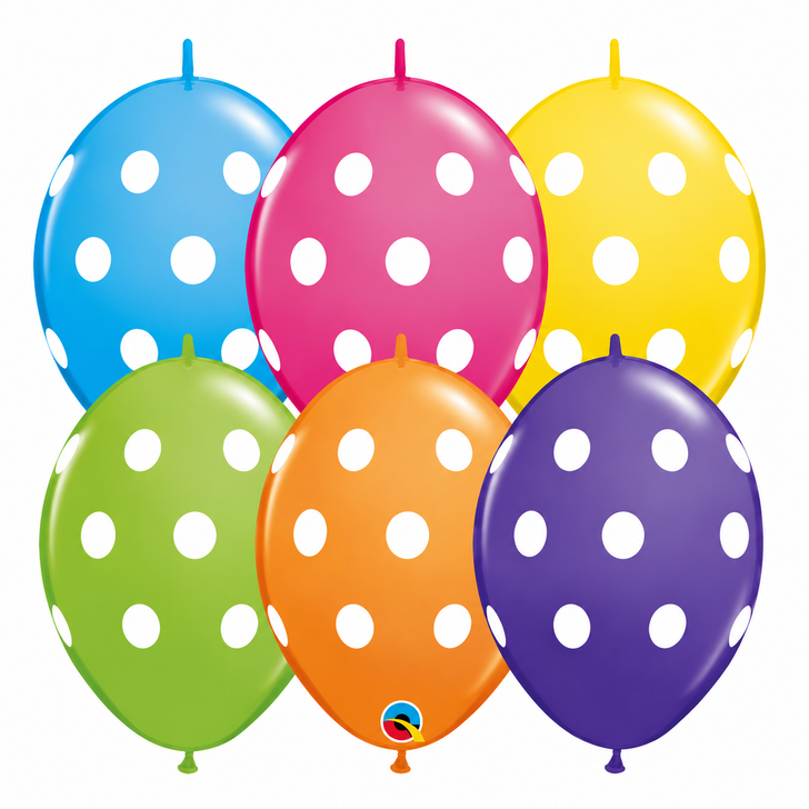 Quick Link Printed Latex Balloon Polka Dots Assortment 6 inch - 50 pack