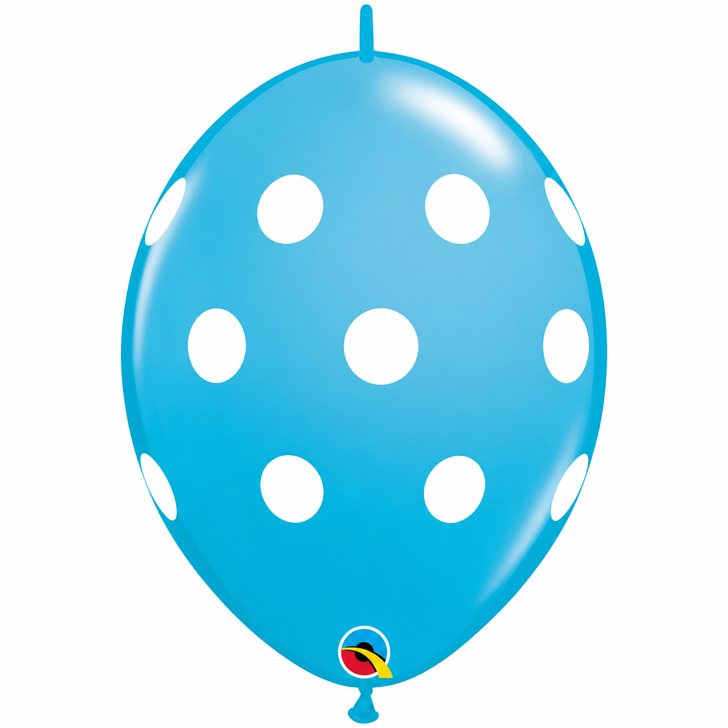 Quick Link Printed Latex Balloon Fashion Robin's Egg Blue Polka Dots 12 inch - 50 pack