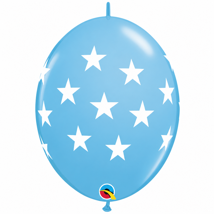 Quick Link Printed Latex Balloon Standard Pale Blue White Stars 12 inch - 50pcs