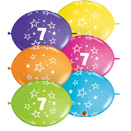Quick Link Printed Latex Balloon Number 7 Stars 12 inch - 50 pack