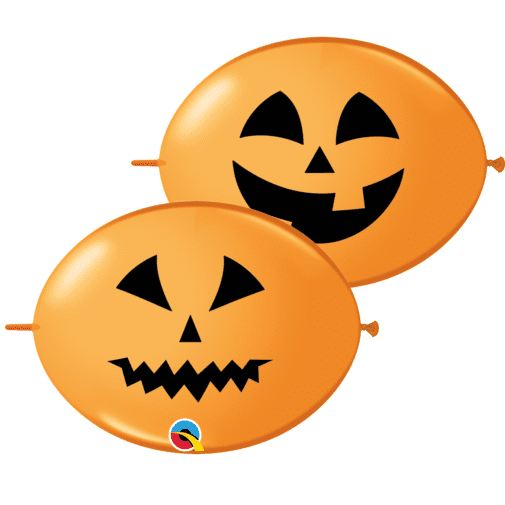 Quick Link Printed Latex Balloon Jack O Lantern Face Orange 12 inch - 50 pack