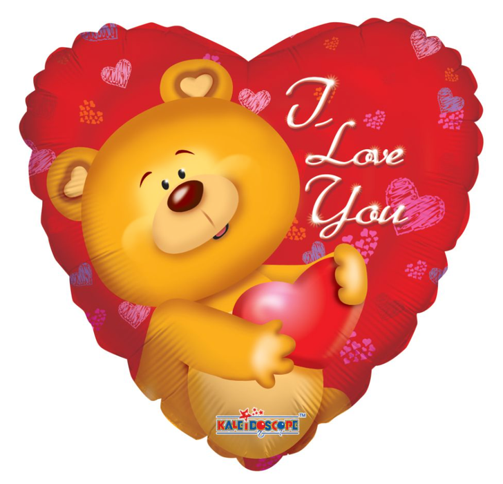Foil Balloon Heart Bear I Love You 36 inch – 1 pack