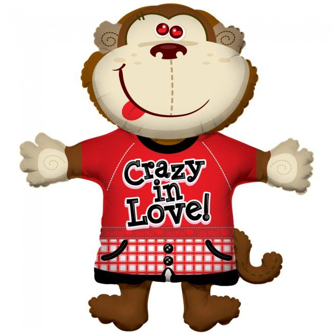 Foil Balloon Monkey Crazy in Love 36 inch – 1 pack