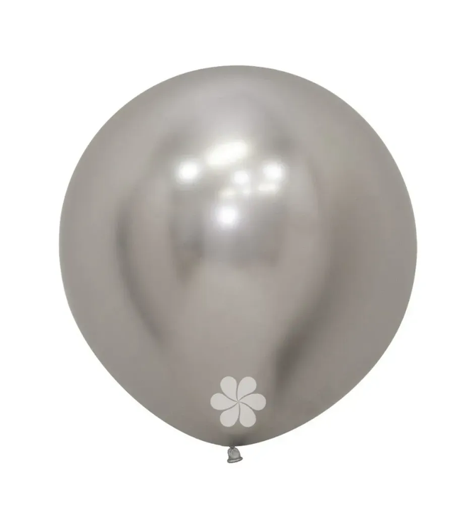 Round Latex Balloon Reflex Silver 24 inch - 3 pack