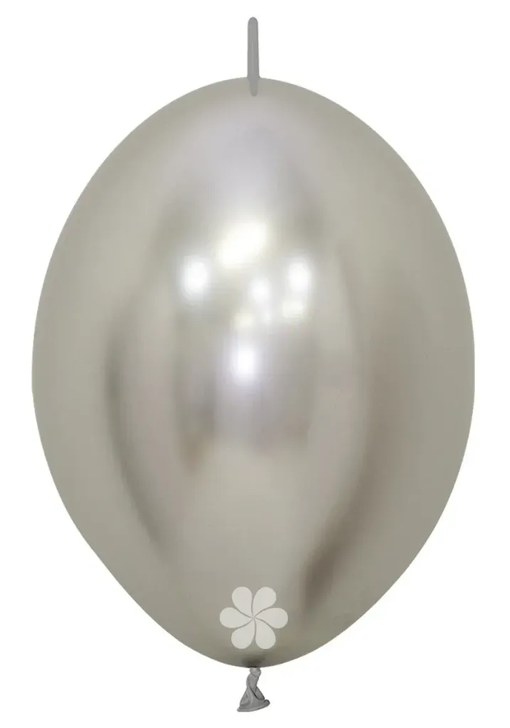 Link-O-Loon Latex Balloon Reflex Silver 6 inch - 25 pack