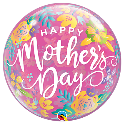 Mother’s Day Colorful Floral Single Bubble Balloon - 55cm - 1 pack