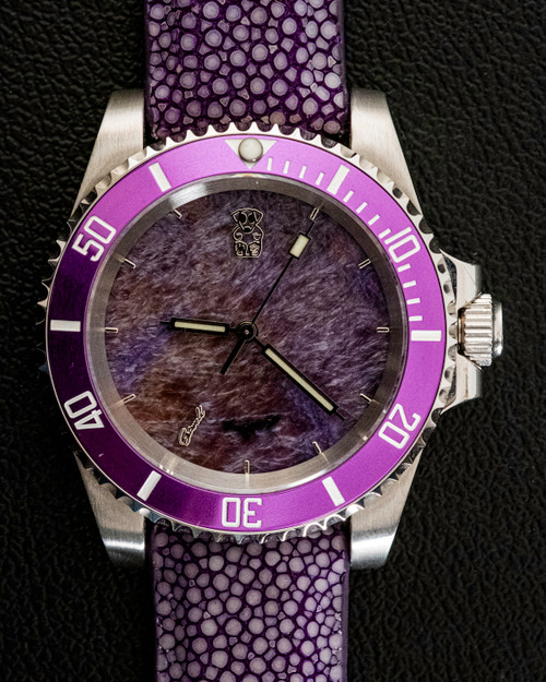 ScrewDiver — Charoite stone dial overhead