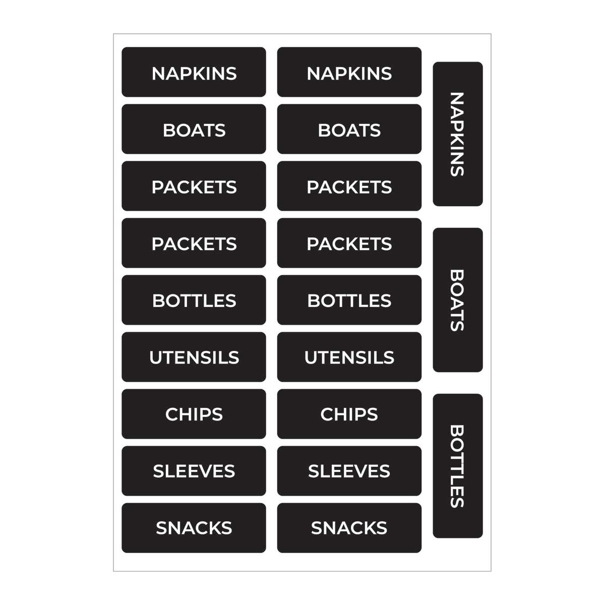 PanelRak Hot Food Condiments Basket Labels Sheet - Food Concepts Inc