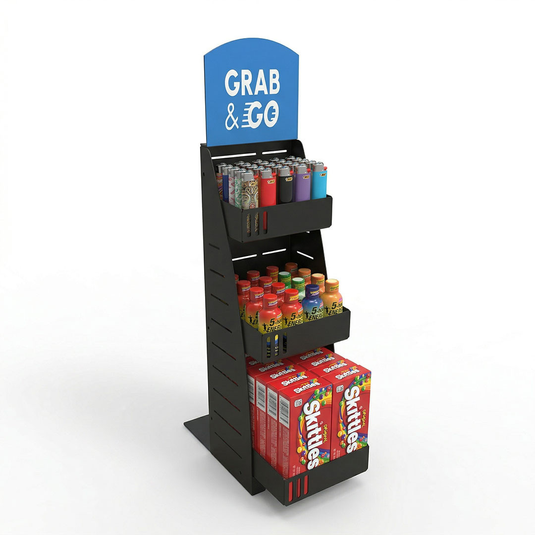 PanelRak Impulse Merchandiser Countertop Rack - 3 Basket with Header ...