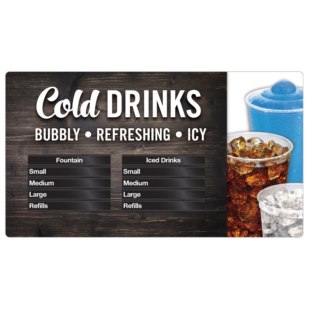Hinterland Dark Hanging Cold Beverage Menu Board - FOODPROS